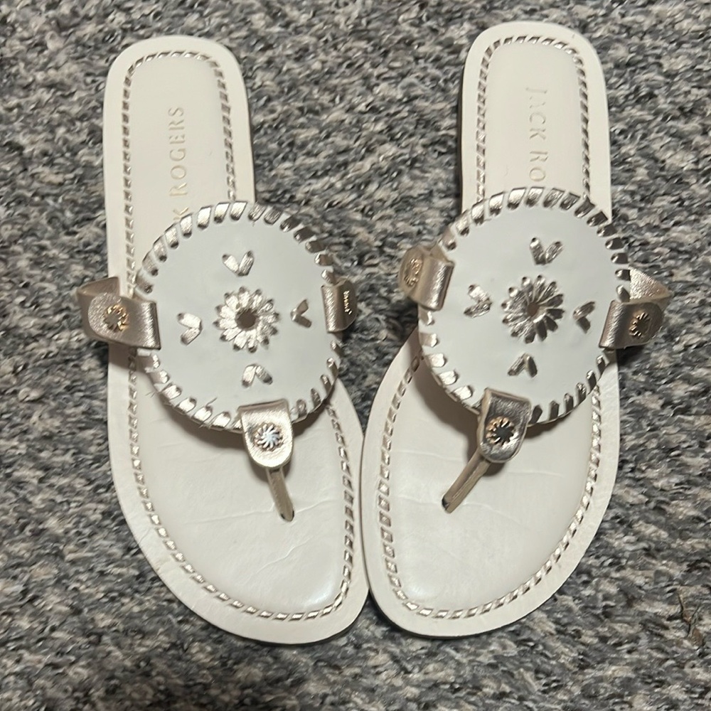 Jack Rogers White and Gold Women's Sandals